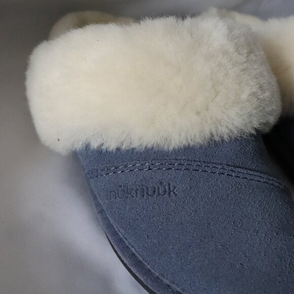 NukNuuk Womens Sz 8 Blue Leather Upper Sheepskin Slip On Indoor Light Slippers - Picture 5 of 8
